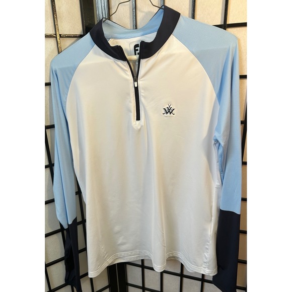 FootJoy FJ Womens Golf Pullover White Blue Long Sleeve Quarter Zip Size M - Picture 3 of 7